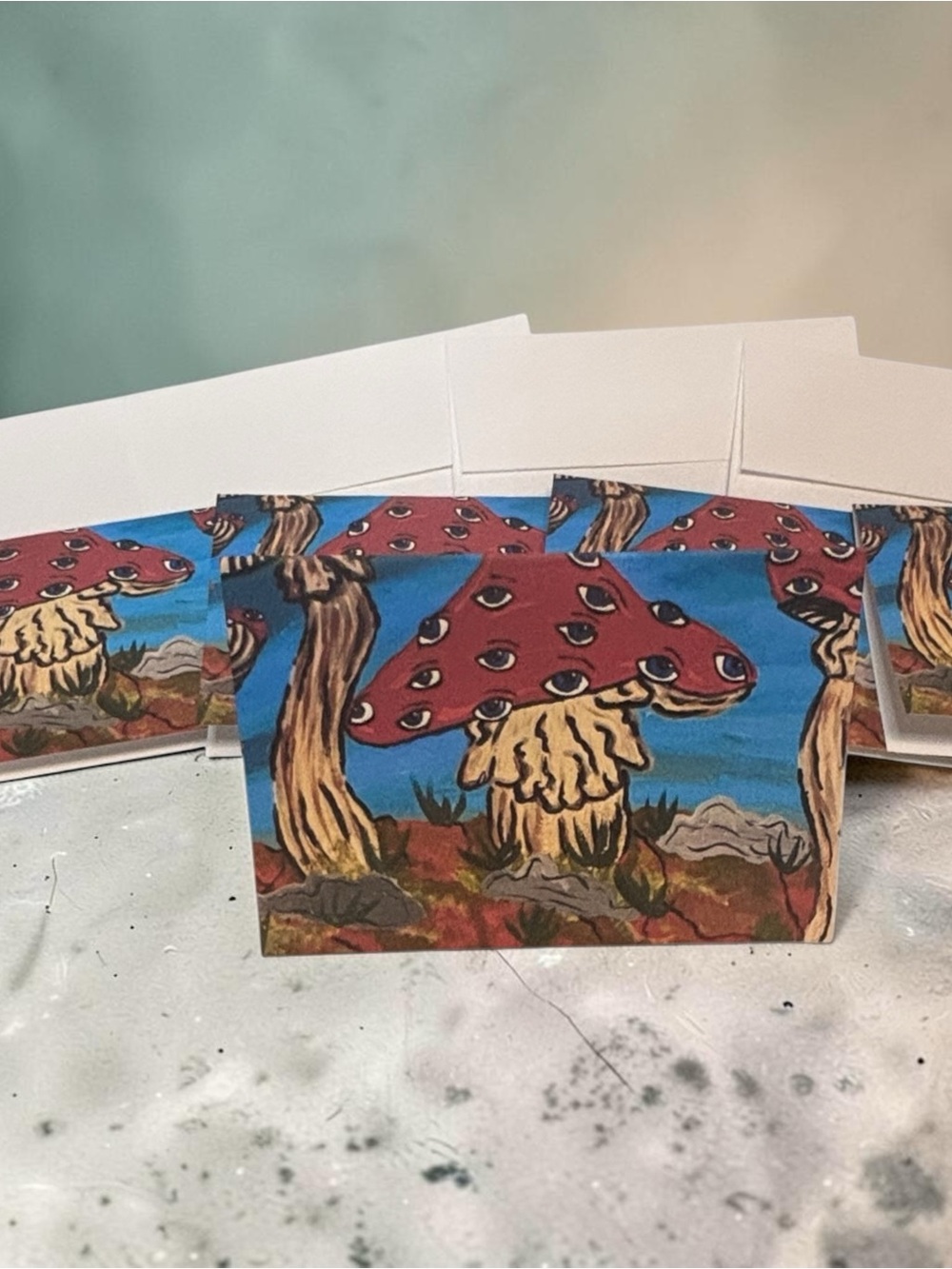 Whimsical Mushroom Greeting Card Set of 5 by Briefcase Artist